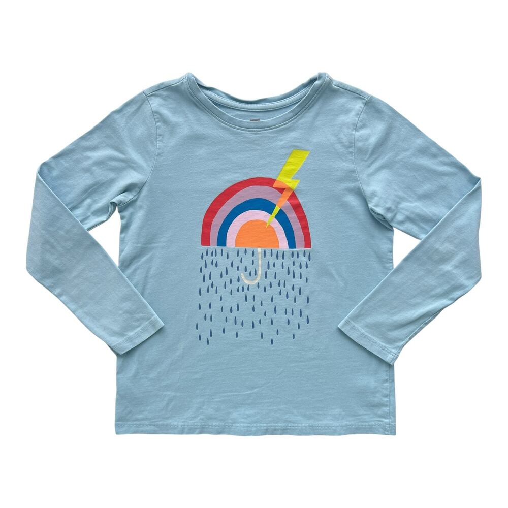 Tea Collection Chance Of A Rainbow Long Sleeve Graphic Tee Size 8 Blue